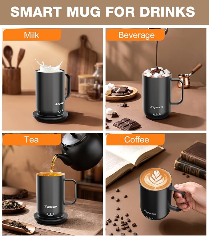 Kepwam Self-Heating Coffee Mug T1, 16oz Rechargeable Heated Coffee Mug - Image 9