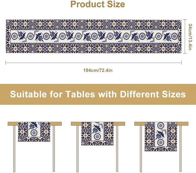 YCness Floral Bird Mexican Table Runner, 13x36 Inch - Image 3