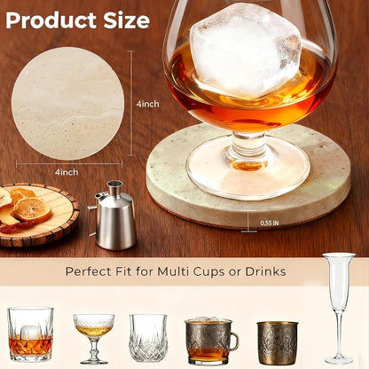Single Natural Travertine Marble Coaster, Durable Non-Slip Cup Mat, Table - Image 3