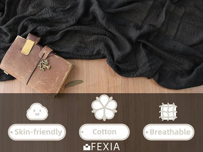 3Pcs Black Cheesecloth Table Runner Rust Boho Fall Party Decoration | 35x120 - Image 5
