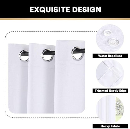 PrinceDeco 100% Blackout Curtains 2 Panels Set Thermal Insulated Full Light Blocking Drapes Window Curtain Panels for Bedroom Living Room Grommet Black Out Cute Curtains,52" W x 63" L, Pearl White
