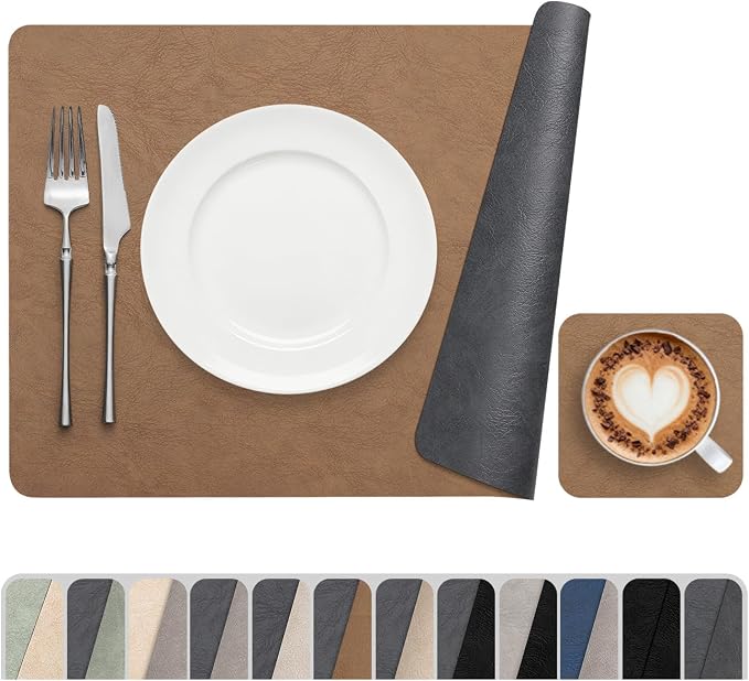 Vinyl Placemats Set of 4, Dual Sided Place Mats by Banchif