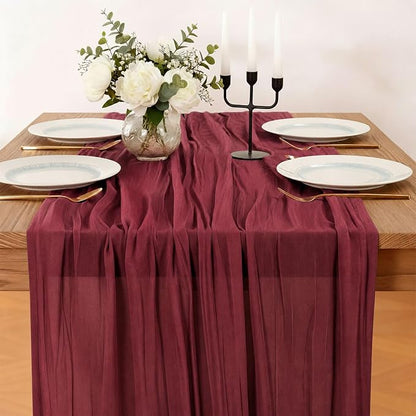 Cheesecloth Table Runner, 120 Inch 10 FT, Burgundy | 1 Pack, 35x120 Inches Boho - Image 8