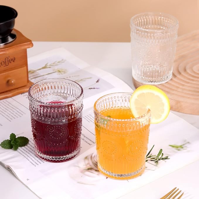 Amzcku Vintage Drinking Glass Set of 4, 10 oz - Image 3