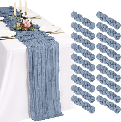 18 Pack Cheesecloth Table Runner 10FT Dusty Blue Table Runner Boho Gauze Cheese by Showgeous