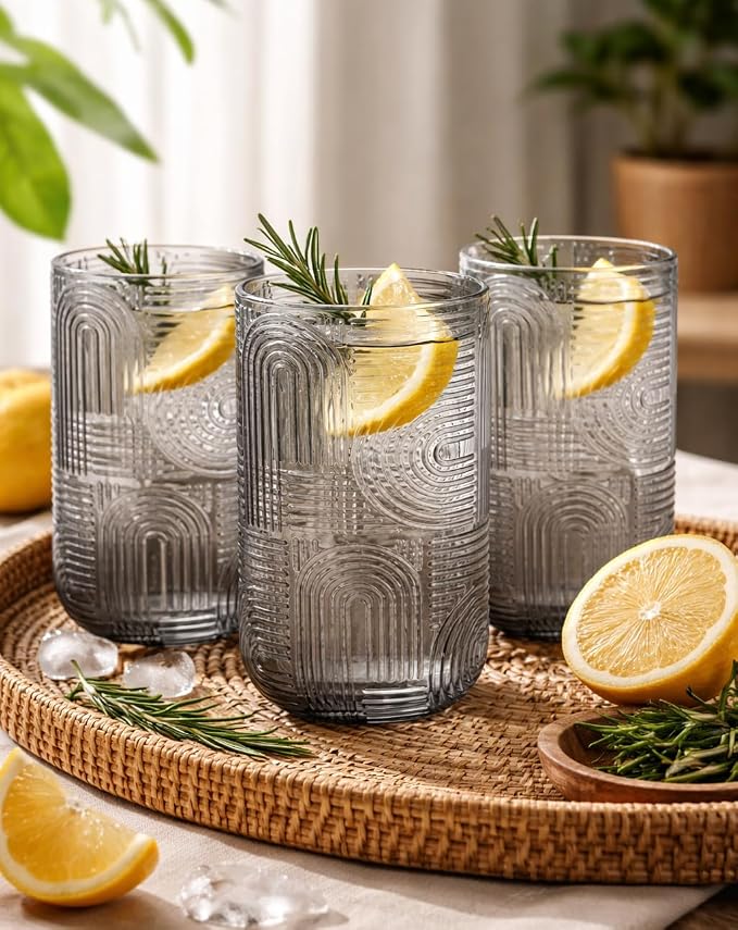 Glaver's Smoke Highball Drinking Glasses, 17 Ounces, Cocktail Bar Vintage - Image 3