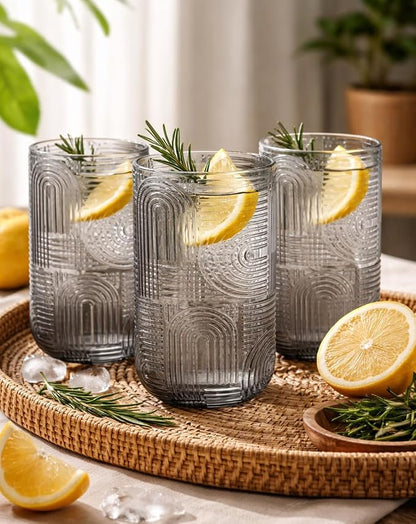 Glaver's Smoke Highball Drinking Glasses, 17 Ounces, Cocktail Bar Vintage - Image 3