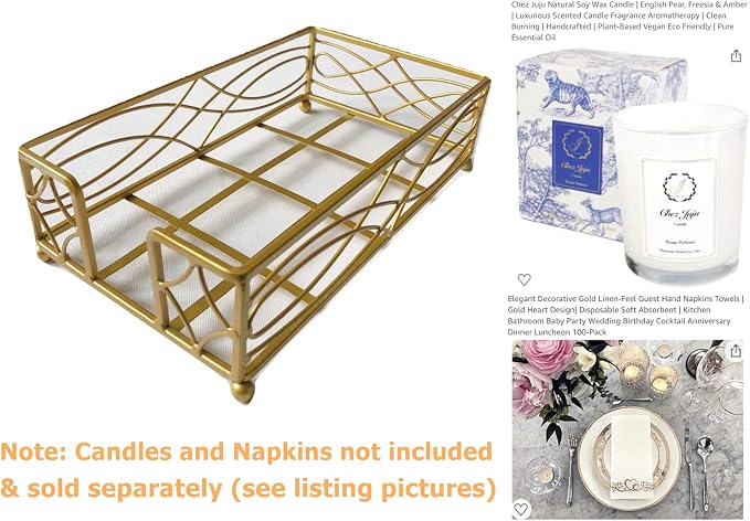 Antique Gold Elegant Sturdy Guest Napkin Holder | Premium Disposable Paper Hand - Image 6