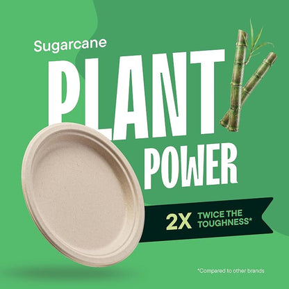 100% Compostable Paper Plates, Heavy Duty Disposable Plates 9 Inch Plates - Image 5