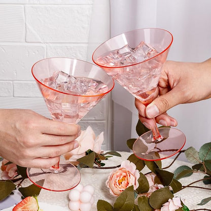 Liacere Martini Glasses Set of 6-11 oz Pink Plastic Martini Cocktail Glasses - Image 5
