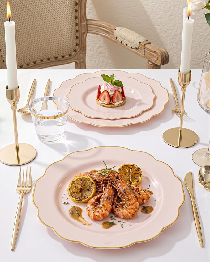 bUCLA 180PCS Pink Plastic Plates - Image 9
