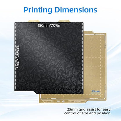 BIQU Double Sided Build Plate 184x184mm, Smooth PEO+Texture PEI Surface Flexible Sheet Removable Platform Spring Steel Plate Print Bed Compatible with Bambu-Lab A1 Mini 3D Printer