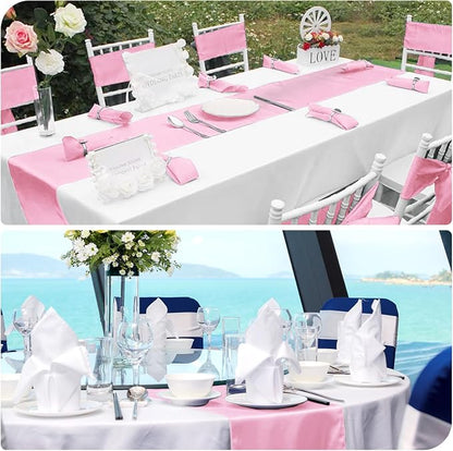 12 Pack Light Pink Satin Table Runner 12 x 108 Inch Long Premium Table Runners - Image 6