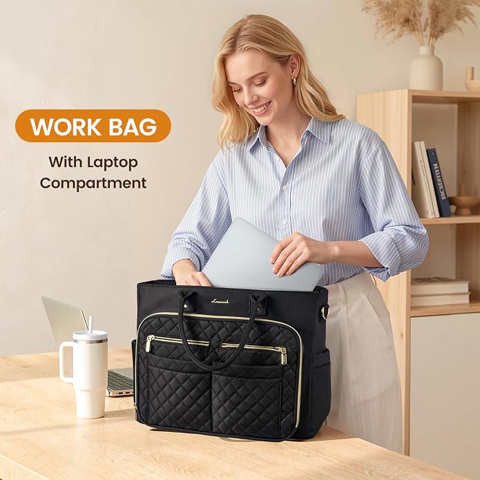 LOVEVOOK Tote Bag for Women, Teacher Nurse Work Laptop Bag, Quilted Bible - Image 3