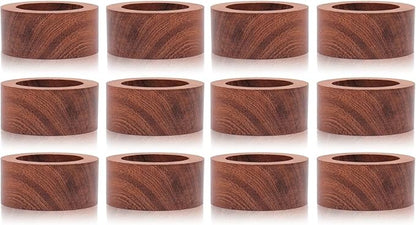 Wood Napkin Rings Set of 12 Napkin Holders Buckles for Dining, Anniversary, Birthday, Dinner, Christmas, Party of Table Setting
