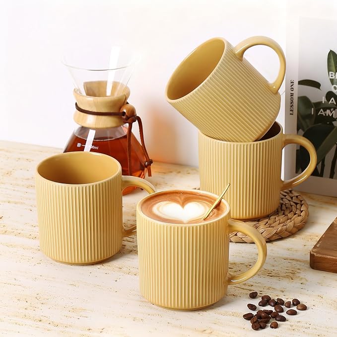 MONITO 16Oz Coffee Mugs Set of 4, Rustic Ceramic Coffee Cups Set - Image 6