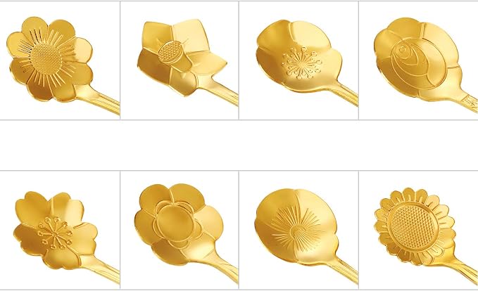 Maitys 16 Pcs Gold Flower Coffee Spoons - Image 3