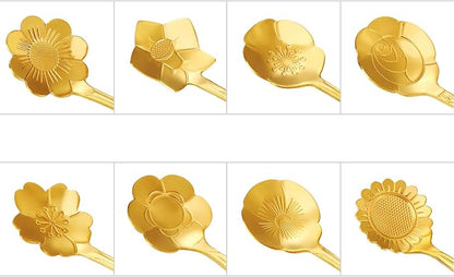 Maitys 16 Pcs Gold Flower Coffee Spoons - Image 3