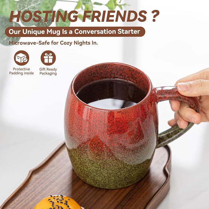Handmade 22oz Ceramic Coffee Mug, Ergonomic Large Handle, Ideal Gift - Image 2