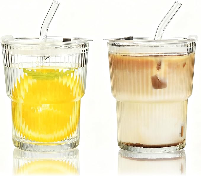 Haundry 14 oz Ribbed Glass cups by Haundry