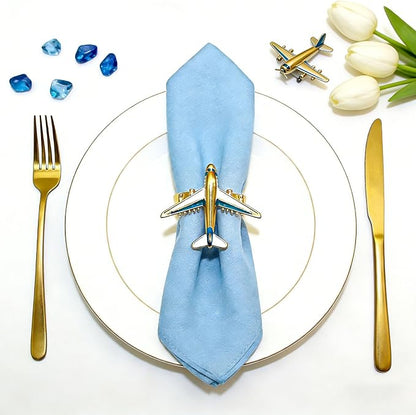 Airplane Napkin Rings set of 12 Blue White Plane Napkin Holder - Image 5