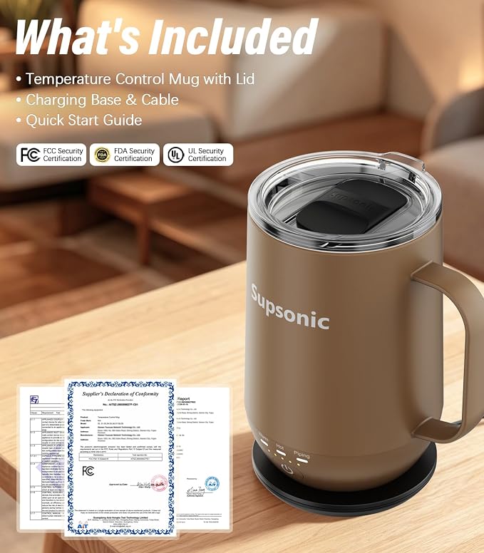Supsonic - 16oz Self Heating Coffee Mug, Smart Heated Coffee Mug Faster - Image 8