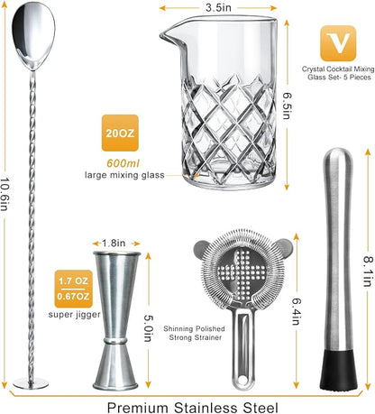 Cocktail Mixing Glass Set, Bar Mixing Set - Image 2