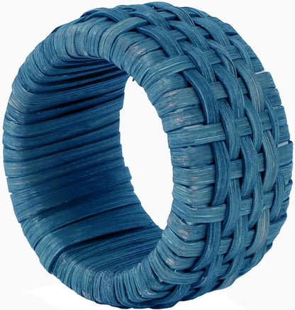 Artisan Cane Napkin Rings Set of 12, Earthy Woven Dinner Napkin Holders - Image 9