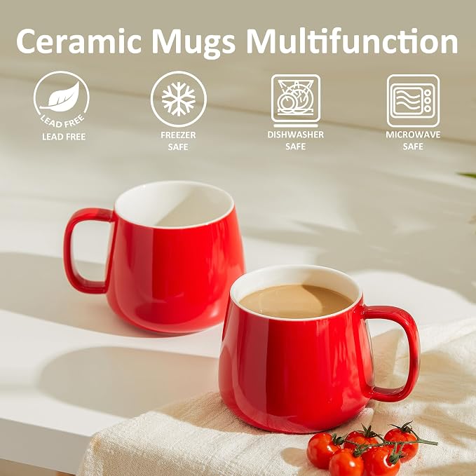 Teocera 16oz Ceramic Coffee Mugs Set of 4 – Stackable Latte Cups, Dishwasher & - Image 6