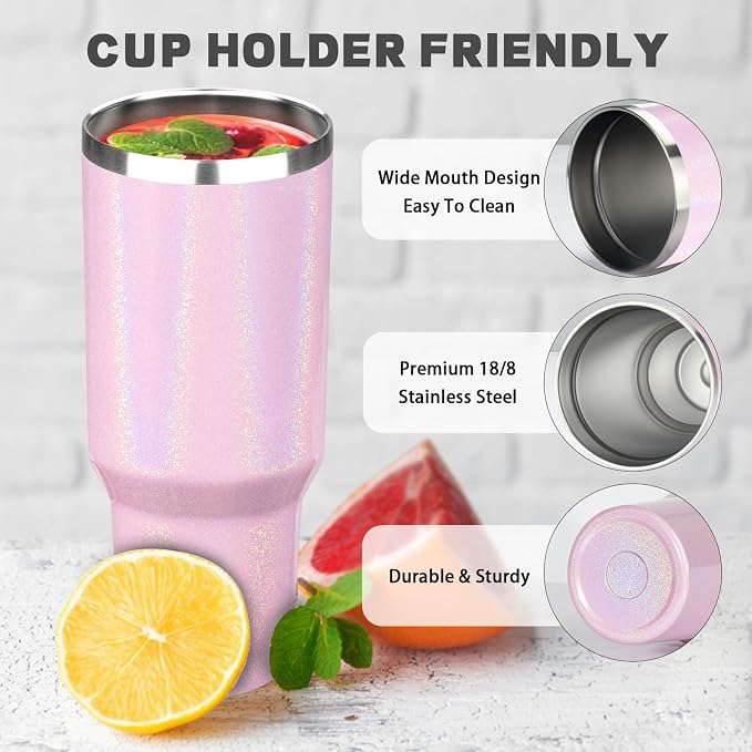 40 oz Tumbler with Lids and Straws, Stainless Steel Insulated Coffee Tumbler - Image 3