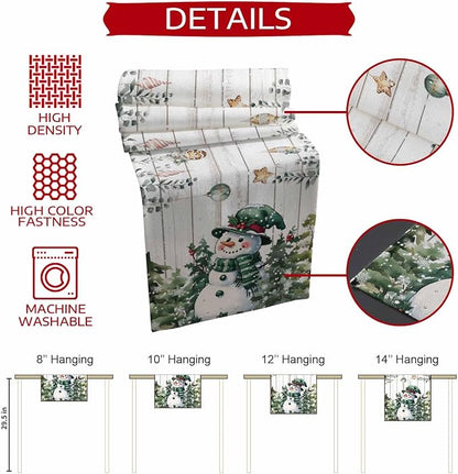 Christmas Snowman Table Runner 48 Inches Long, Xmas Trees Eucalyptus Leaves - Image 7