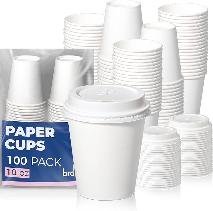 Fit Meal Prep 100 Pack 10 oz Disposable Coffee Cups by FMPBRANDS