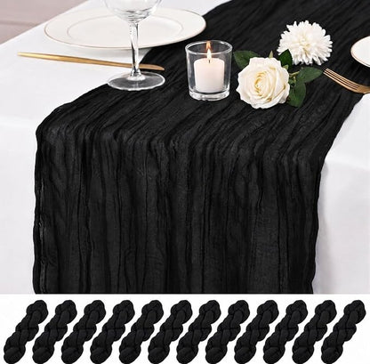 12 Pack Black Cheesecloth Table Runner 17x108 Inch Boho Rustic Semi Sheer Gauze by Unknown