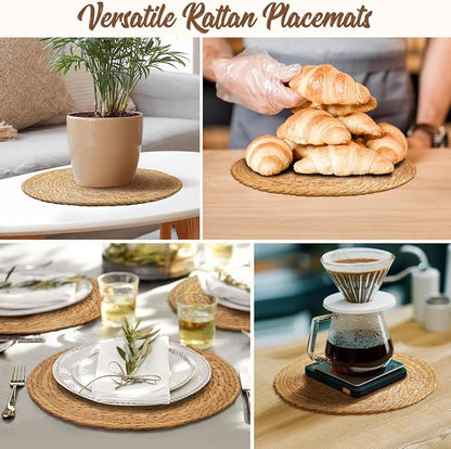 BAVIFY 13.8" Round Woven Placemats Set of 6, Table Mats - Image 6