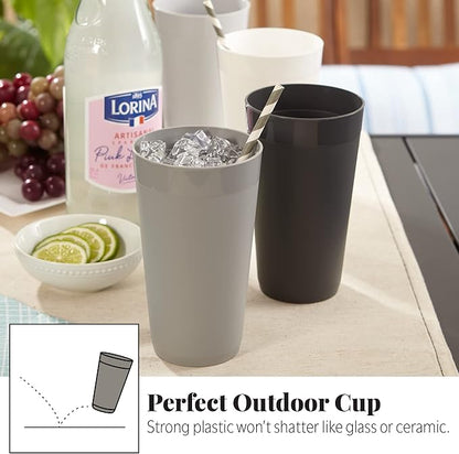 US Acrylic Newport 20 ounce Unbreakable Plastic Stackable Water Tumblers in Grey Stone | Set of 12 Drinking Cups | Reusable, BPA-free, Made in the USA, Top-rack Dishwasher and Microwave Safe | Unbreakable, Stackable, Drinking Cups, Reusable, BPA-free, ...
