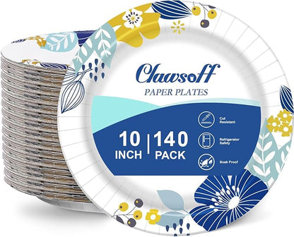 Clawsoff 10 Inch 140 Count Paper Plates Heavy Duty Disposable Plates Flower | by BuyNow