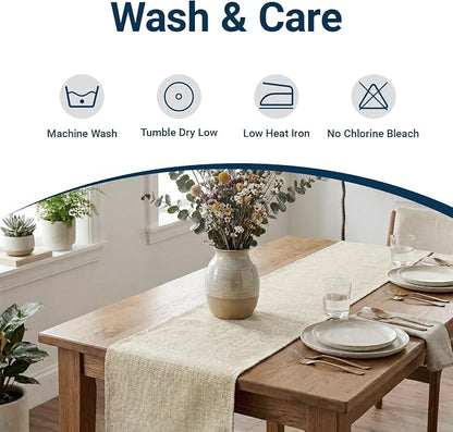 Q&J Fabric Co. Linen-Textured Table Runner 1 Pack 13x84 Inch Beige | Polyester - Image 5