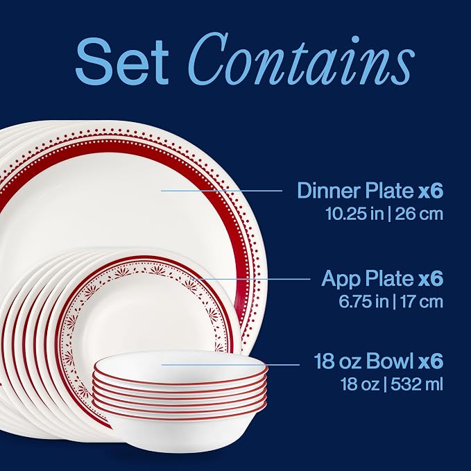 Corelle Everyday 18-PC Dinnerware Set Service - Image 3