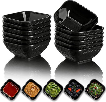 Berglander Dip Bowls Set 12pcs, 6 oz Black Plastic Dipping Bowls, Matte Stone by Berglander