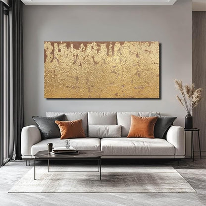 VAYIMDH Modern Canvas Wall Art Wall Decorations for Bedroom Floral Wall Painting 24"x48" Gold Foil Hand Painted Pictures for Kitchen