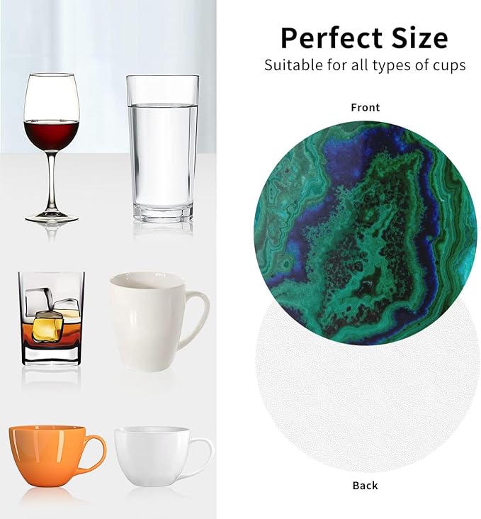 Agate Marble Green Coasters Set of 6 Coasters - Image 9