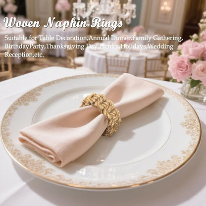 Boho Napkin Rings Set of 6, Handwoven Natural Jute Napkin Rings, Boho Style - Image 3