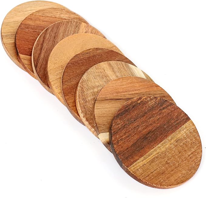 16 Pieces Unfinished Wood Coasters, 4 Inch Round Acacia Wooden Coasters - Image 4