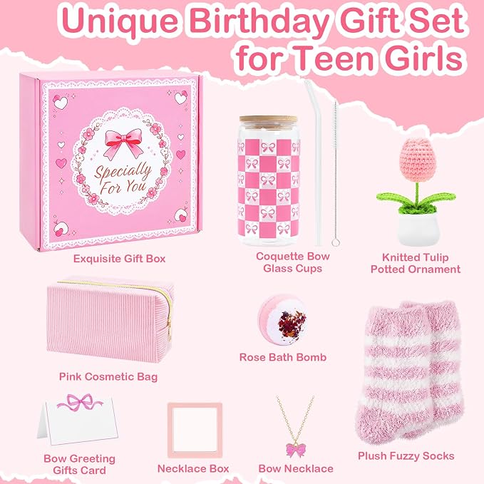 Gift Basket for Teen Girls, Cute Pink Birthday Gifts for Women, Gift Box - Image 3