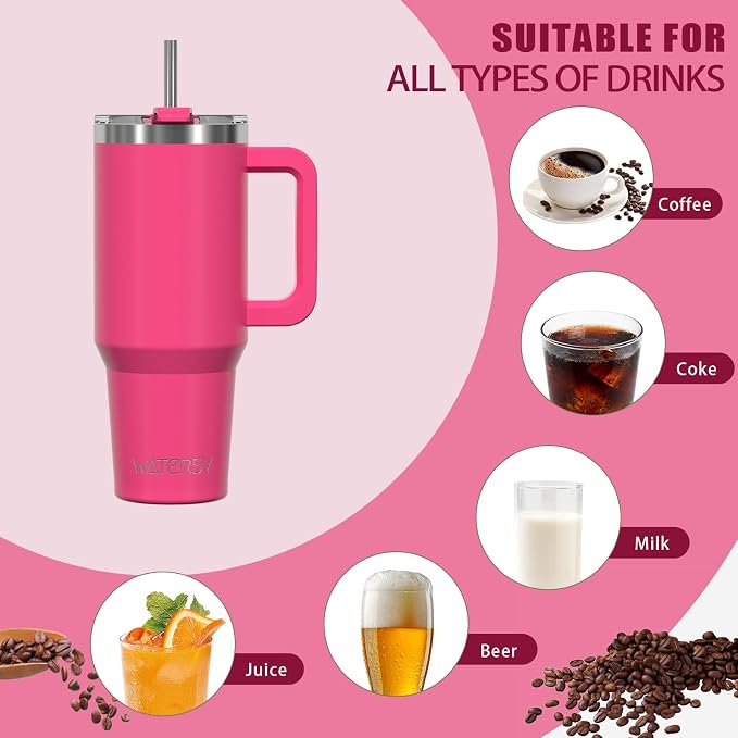 20 oz Tumbler with Handle, Tumbler with Lid and Straw, Double Wall Insulated - Image 6