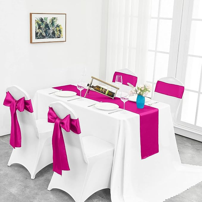 15-Pack Fuchsia Satin Table Runner 12 x 108 Inch Long Fuchsia Bright and Smooth - Image 5