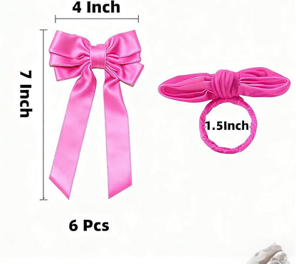 Bow Napkin Rings Set of 6 Luxury Soft Hot Pink Velvet Napkin Holders, Elegant Bow Design for Christmas Holiday Dinner Wedding Party Table Decor