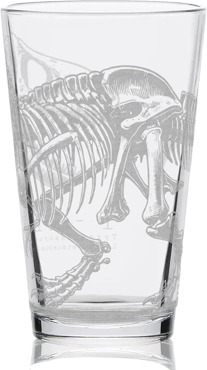 LumEngrave T-REX SKELETON Engraved Beer Pint Glass | Dino Dinosaur Tyrannosaurus Rex Paleontology | Great Gift Idea!