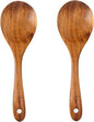Teak Wood Spoons for Cooking, 10.2-Inch Teak Wooden Salad Serving Spoon Set of 2 by SeoTin