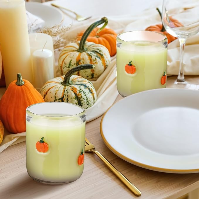 SiliFine 2 Pcs Pumpkin Icon Juice Glasses - 14oz Pumpkin Stemless Wine Drinking - Image 5